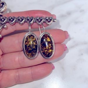 Silver and Amber Earrings